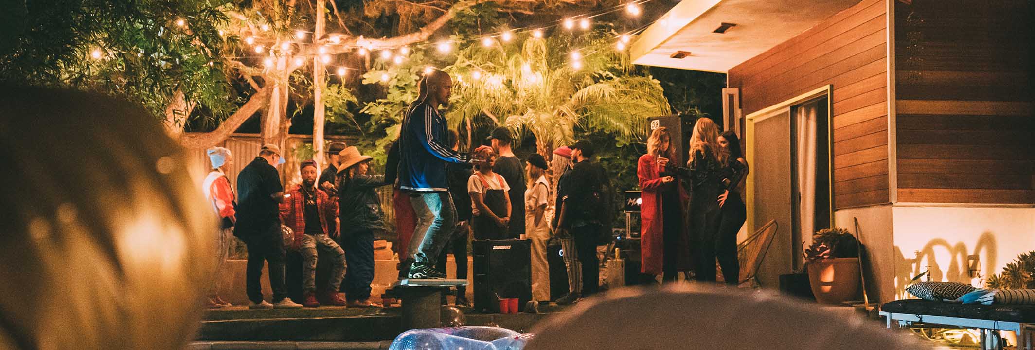 An outdoor party with a SOUNDBOKS (Gen.3) playing loud music